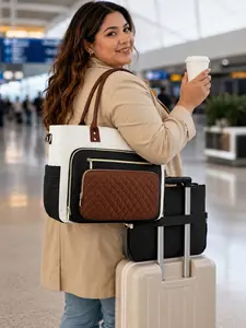 Trendy Women Work Tote Bag with Large Storage Space and Comfortable Shoulder Strap, Professional Laptop Handbag for Teacher Nurse Office Travel Commute and Shopping, Popular Holiday Gift for Mom Wife Girlfriend with Luxury Fashion Look