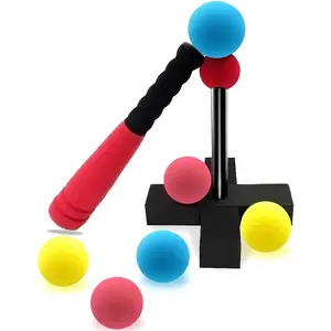 Foam Tball Set for Toddlers 1-3 Years - First Baseball Toy with Soft Foam Bat & Balls, Stable Tee & Carry Bag, Indoor Outdoor Gift for Kids (Red)