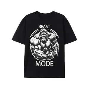 100% Cotton Beast Mode Print T-Shirt, Casual Slightly Stretch Crew Neck Short Sleeve Tee, Men'S Clothing For Summer Golf Gift T-Shirt For Men And Women