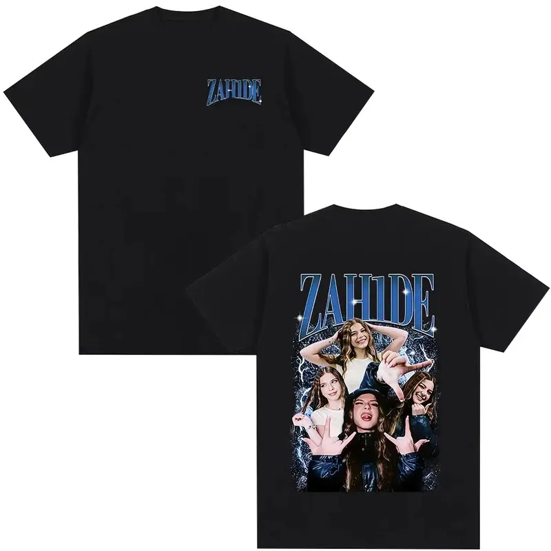 Zahide Merch Double-sided Print T-shirt Men Women Clothing Fashion T Shirts Summer Cotton Oversized O-Neck Short Sleeve T-shirts