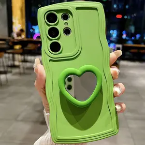 Suitable for Samsung S25ultra Stand, S24plus Phone Case, S23ultra Simple + Heart-shaped Anti-drop Case Shockproof Cover