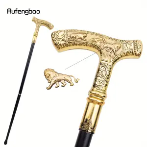 Golden Lion Luxury Pattern Stick Party Fashion Elegant Stick Decorative Cospaly Cane Knob Crosier 89cm