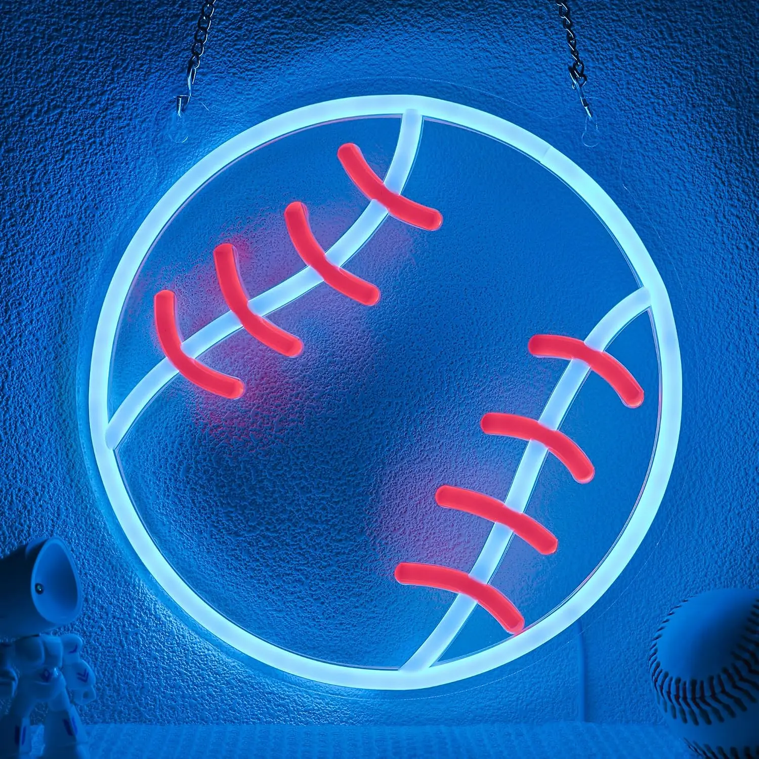 Baseball Neon Sign, LED Baseball Lights for Room Decor, Light Up Signs for Wall Decor, Gift for Boys Teen Sports Party Decoration