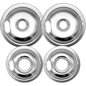 ?Newest?W10278125 W10196405 W10196406 Chrome Drip Pan by -  for Ken- and  Range - 4 Pack - Includes 2 8-Inch and 2 6-Inch Drip Bowl Pans