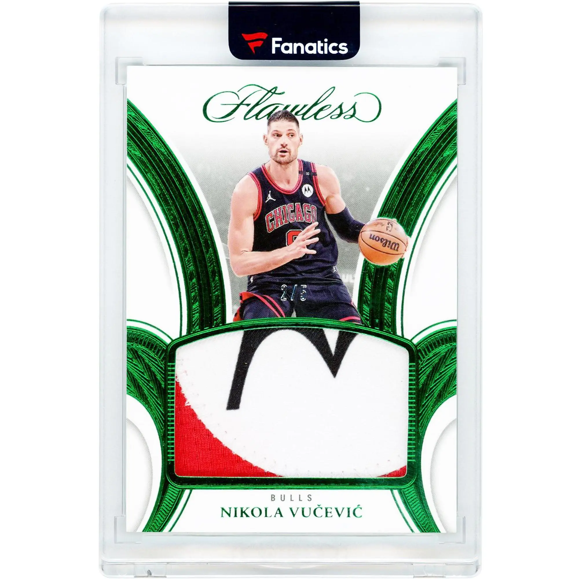 Nikola Vucevic Chicago Bulls 2024-25 Panini Flawless Emerald Relic #P-NKV #2/5 Card - Fanatics Authentic Certified