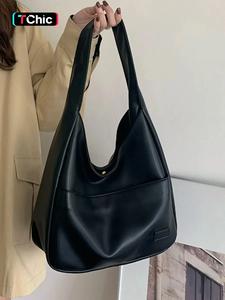 women's solid color pu leather shoulder bag, large capacity shoulder bag for work & daily used, casual trendy versatile high-quality daily commuting bag, unique gifts for women