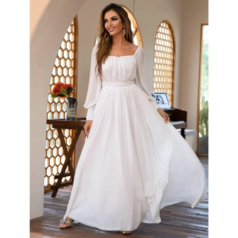 mariah white chiffon ruffle halter neck dress - TikTok Shop