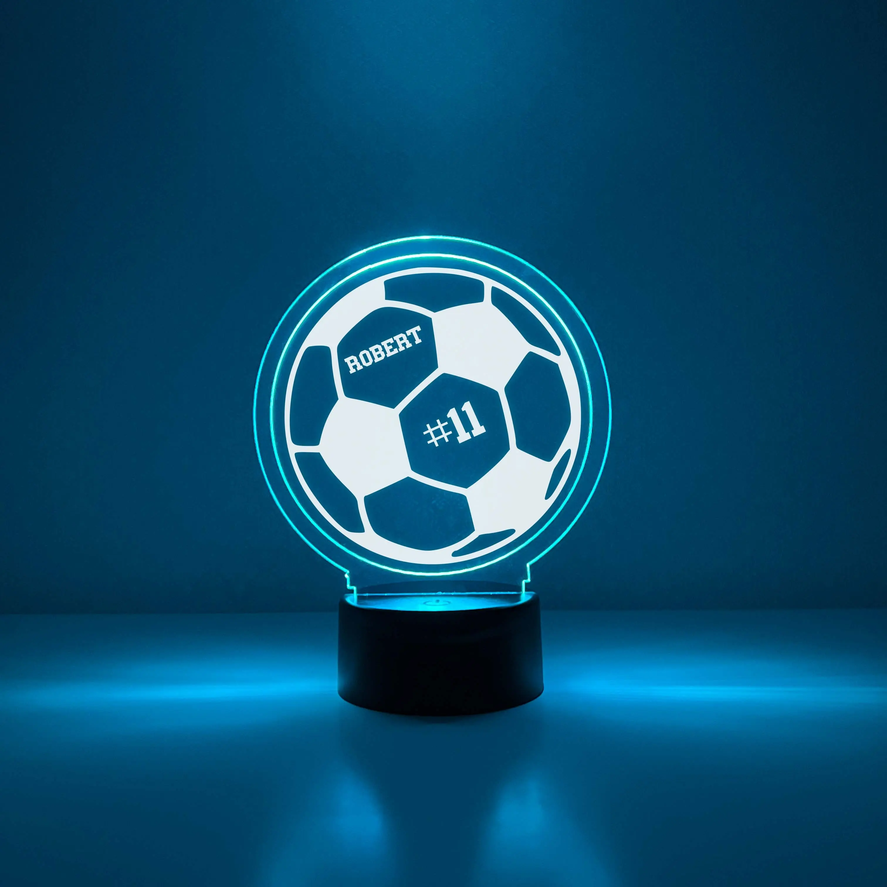 Personalized Soccer 3D LED Display – Custom Name & Number | Multiple Color Sports Display w/Remote, Gift for Soccer Player, Teen Room, Bedroom, Desk Décor