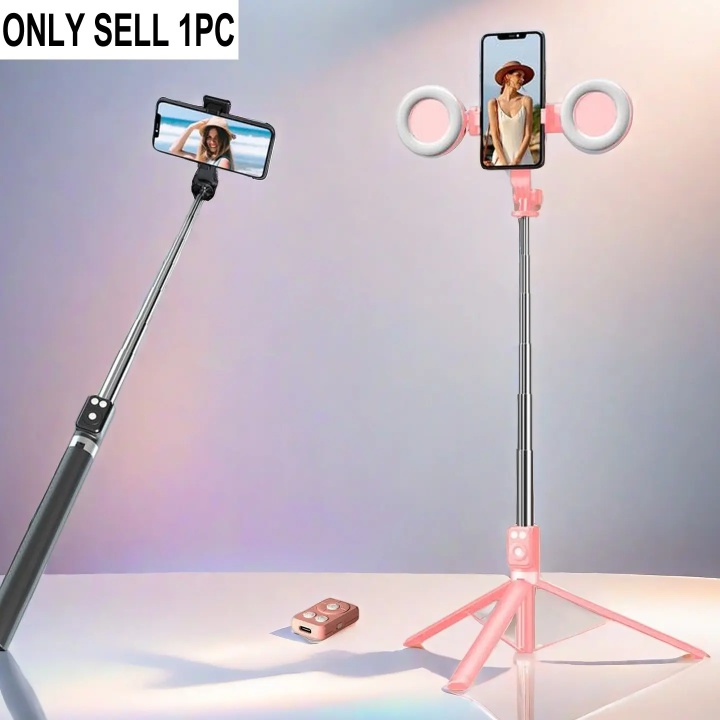 Multi-Function Smartphone Selfie Stick with Ring Light, 67' Tripod with Wireless Remote, Compatible with Bluetooth Cameras & Music Control for iOS & Android, Phone Accessories, Cellphone Selfie Accessory
