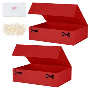 Gift Box with Lids,10.7'x7'x2.8' Gift boxes for Presents with Lids Magnetic Closure Rectangle Collapsible for Bridesmaid Proposal Box, Wedding, Christmas, Halloween, Birthday Gift Packging Red