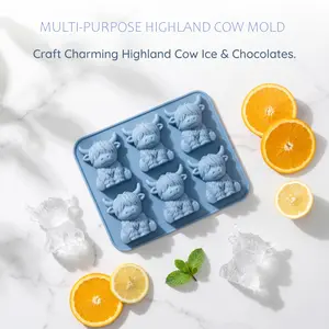 Mini Highland Cow Ice Cube Mold, Silicone Ice Cube Tray, Cute 3D Ice Cubes for Drinks, Parties, and Gifts, Perfect for Beverage Enhancements