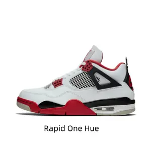 Trendy White Red Black Mid Top Street Trainers Red Embossed Tongue Logo Lightweight Cushioned Outsole Youth Walking Sneakers
