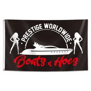 Prestige Worldwide Flag Boats & Hoes 3x5 Feet Banner,Funny Poster UV Resistance Fading & Durable Man Cave Wall Flag with Brass Grommets for College Dorm Room Decor,Outdoor,Parties,Gift,Tailgates