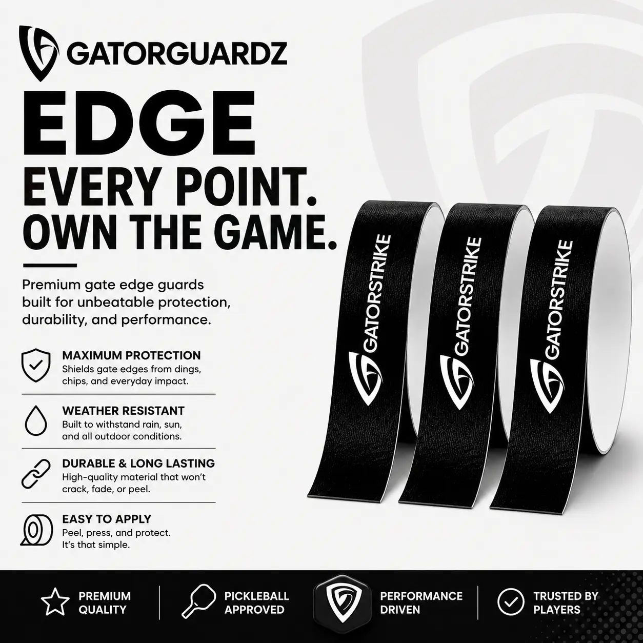 Pickleball Paddle Edge Guard Tape — Chip & Scratch Protection (3-Pack)