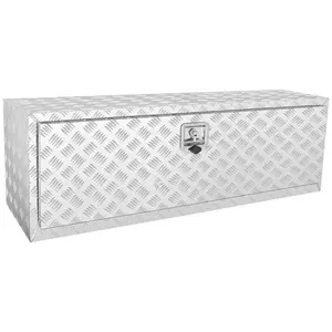 Underbody Truck Storage Box 48-Inch By 17-Inch By 18-Inch Heavy Duty Aluminum Diamond Plate Tool Box With Lock And Keys, Waterproof Trailer Cargo Box For Truck Van And Trailer, Durable T-Handle Latch, Weather Resistant