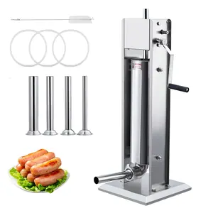 Garvee Manual Sausage Stuffer - 15 LBS/7 L Capacity, Heavy Duty Stainless Steel Meat Filler with Dual Speed and 4 Stuffing Tubes for Commercial and Home Use