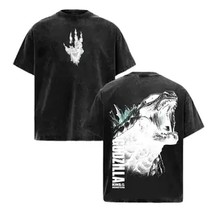 Men's Godzilla Vintage Washed Graphic T-Shirt - Oversized Soft Classic Round Neck Shortsleeve Cotton Streetwear Apparel, Gift for King of the Monsters Fans, Seamless Menswear Gamis