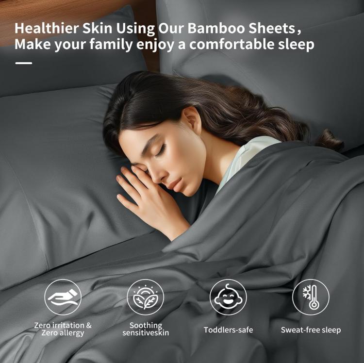 Sonoro Kate Bamboo Blend Bed Sheet Set, 4/6 Piece Set, Cooling, Silky Soft & Breathable Sheets with Deep Pockets, Machine Washable