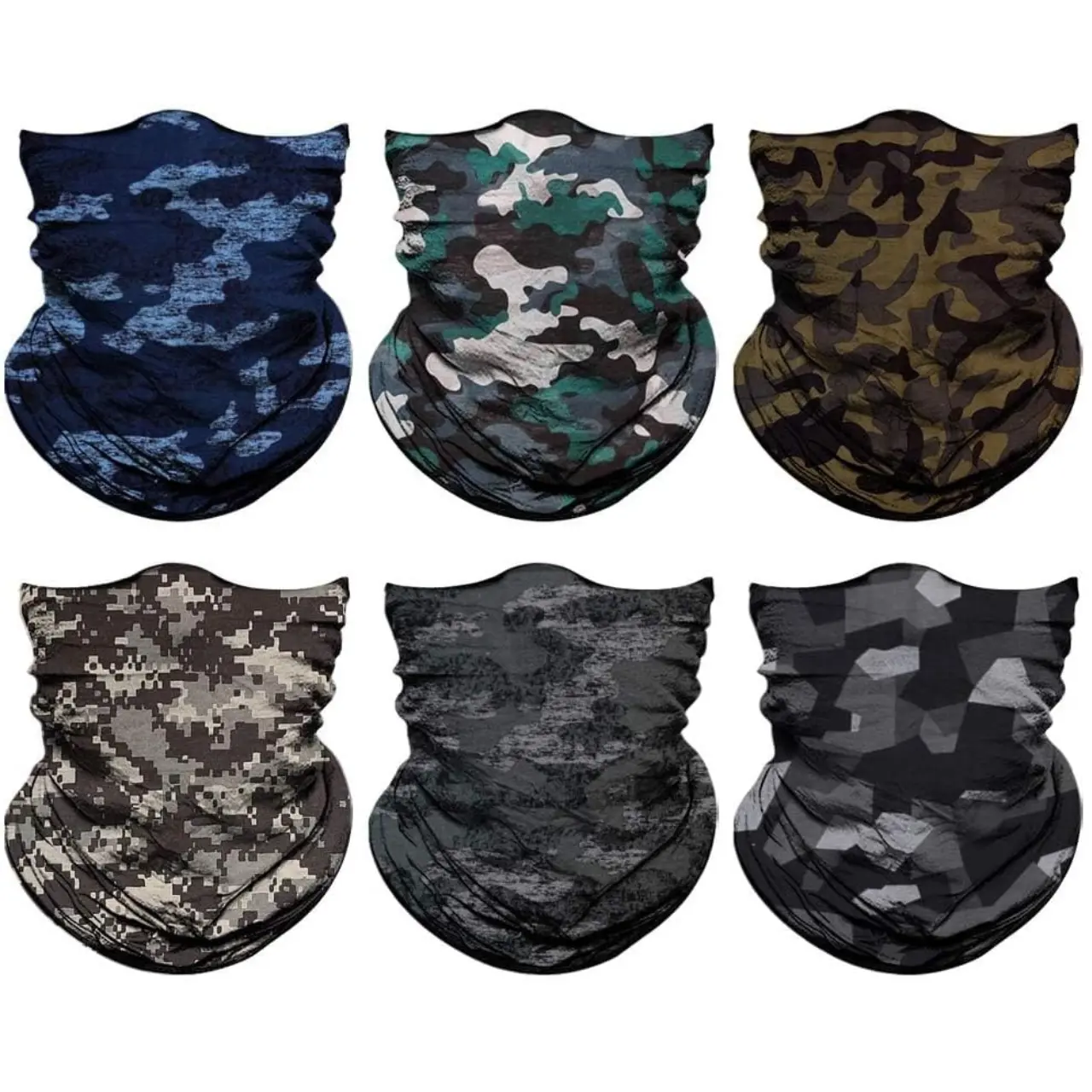 6 Pieces Various Design Seamless Neck gaiter Bandana Headwrap Face Mask Cover Warmer Windproof Sandproof Balaclava for Outdoor Sports
