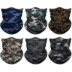 6 Pieces Various Design Seamless Neck gaiter Bandana Headwrap Face Mask Cover Warmer Windproof Sandproof Balaclava for Outdoor Sports