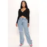 Topanga 90's Ripped Straight Leg Jeans - Medium Wash