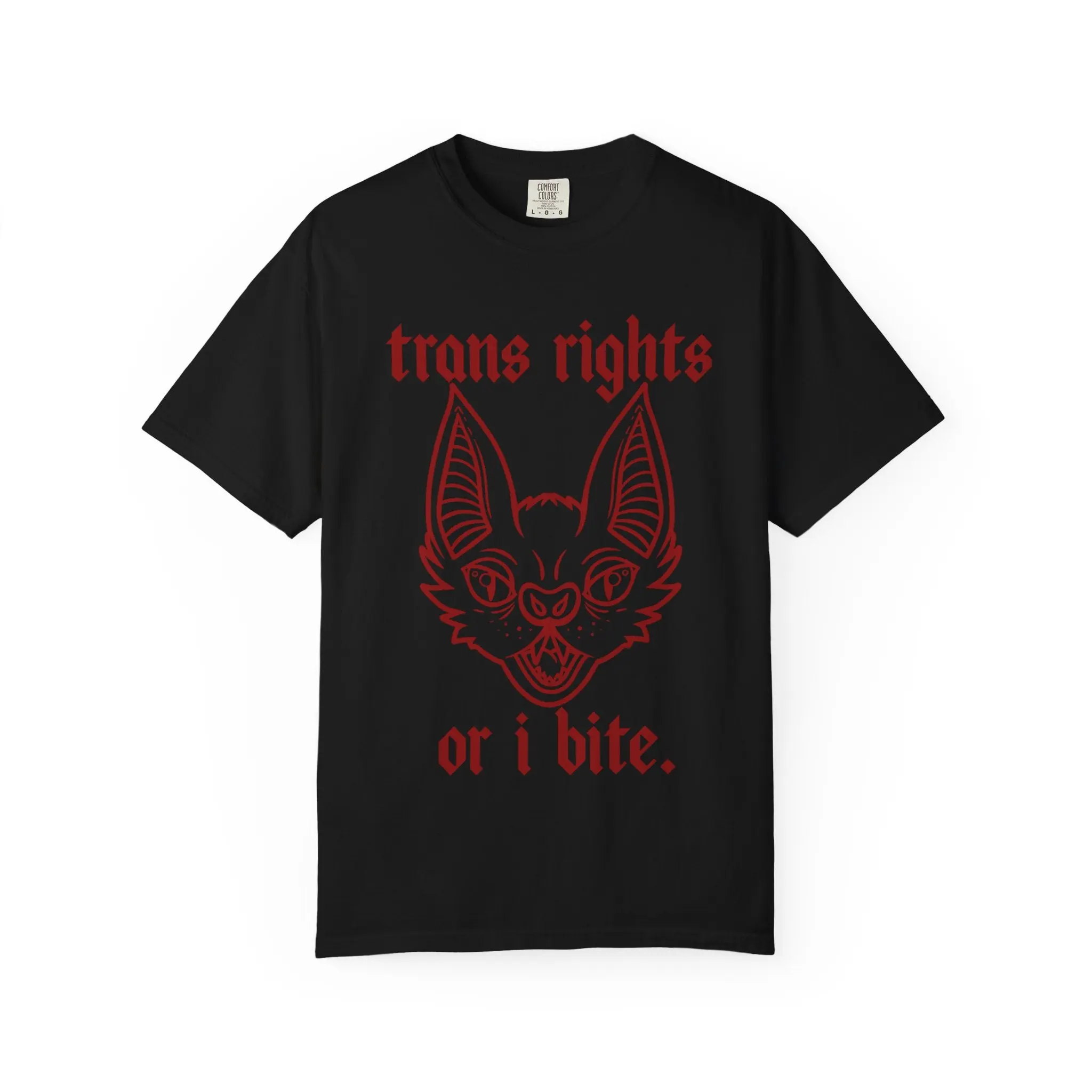 Women's Casual Round Neck Short-Sleeve Trans Rights "I Bite" Protest T-Shirt - Large Size, Tumble Dry Friendly, Supports Trans Defense, Pairs with Jeans, Jackets