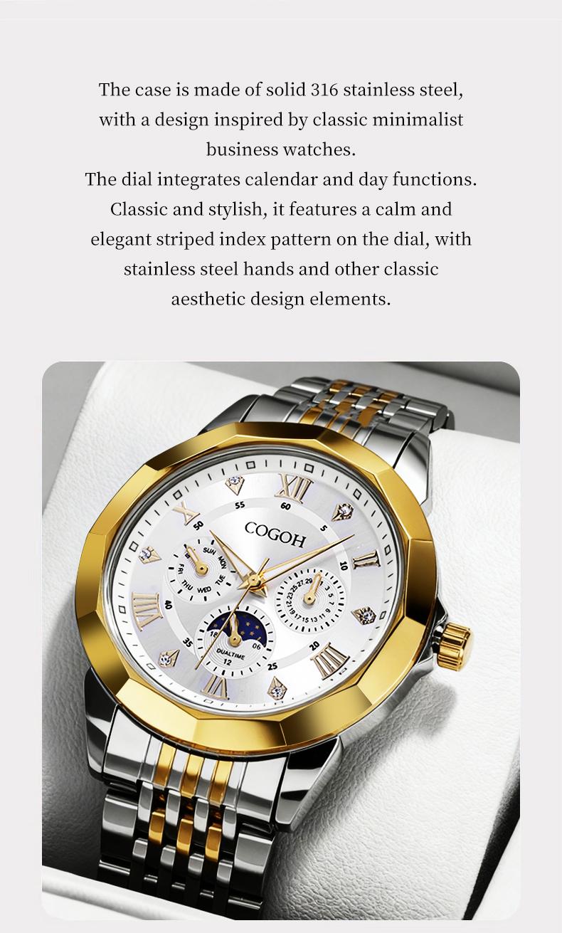 【Valentine’s Gift for Husband】new multifunctional luxury Moon Phase Master Men's Watch, equipped with original Swiss movement,  mechanical style, sapphire crystal, stainless steel strap, and luminous waterproof design.