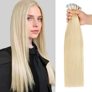 YILITEHAIR #613 Bleach Blonde Tape In Hair Extensions Remy Human Hair Long Straight 24Pcs