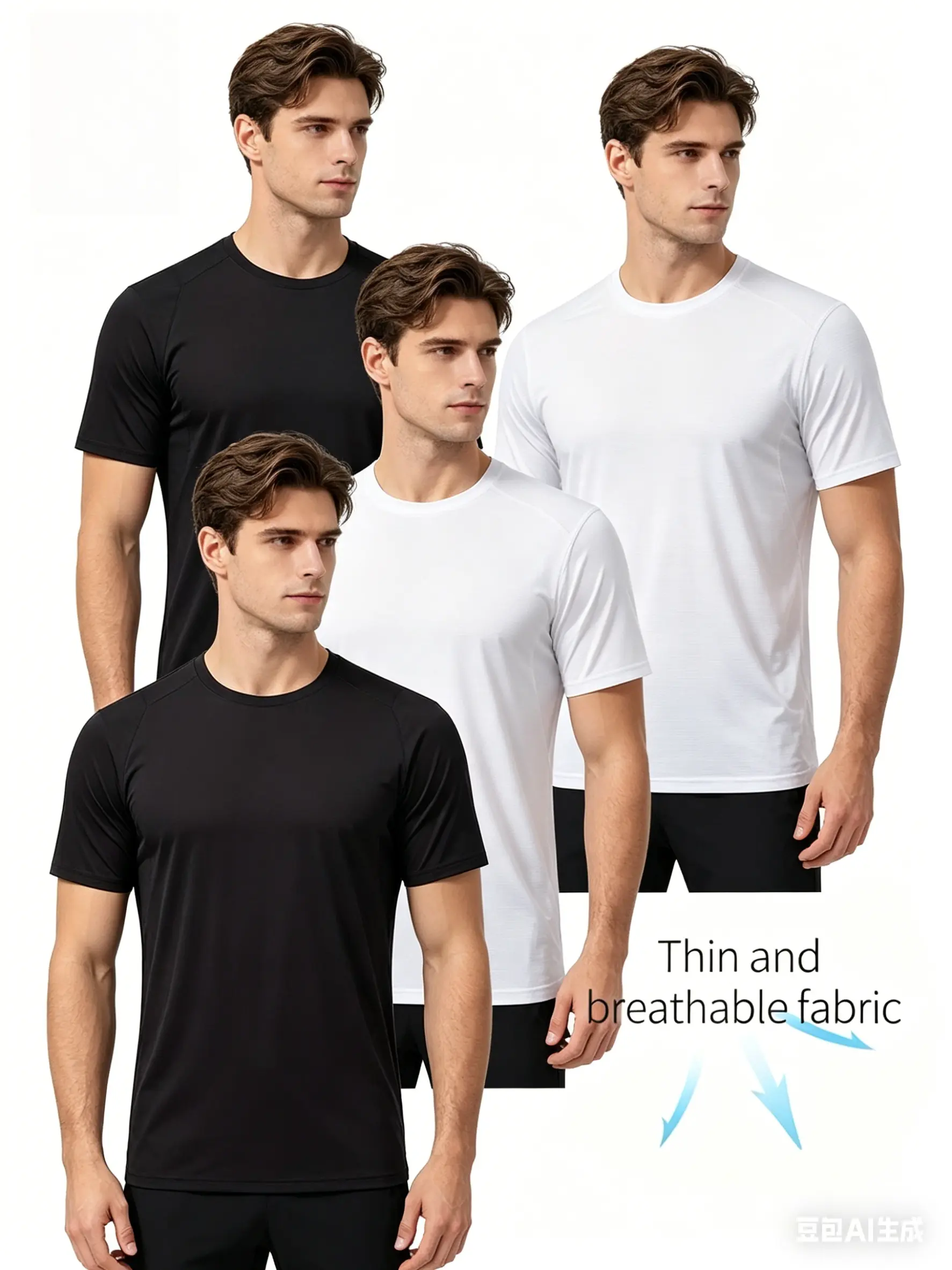 HH   4-Pack Oilproof & Waterproof Men's Crew Neck Athletic T-Shirts, Ultra-light, Quick Dry & Breathable, Moisture Wicking, Lightweight Comfortable Casual Tops, Classic Fit Minimalist Style for Home, Gym, Running and Outdoor Activities Tshirt Streetwear