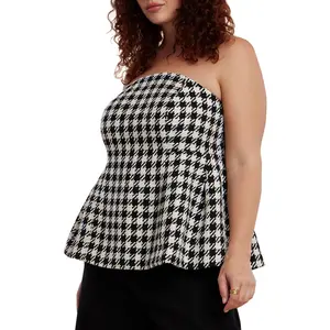 ELOQUII Women's Plus Size Houndstooth Bustier