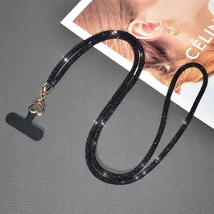Luxury Rhinestone Phone Case Crossbody Strap, Women's Fashion Elegant Sparkling Smartphone Anti-Loss & Anti-Drop Portable Lanyard With Heart Buckle, Adjustable Phone Lanyard, Phone Accessory