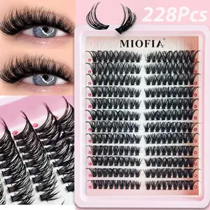 228 Fluffy Eyelash Clusters Mixed Length D Curl DIY Eyelash Extension Kit, Cosmetic False Lashes, Natural Look, Easy Application, Large Eye Makeup Effect, DIY False Eyelashes, Eyelash Extensions Set