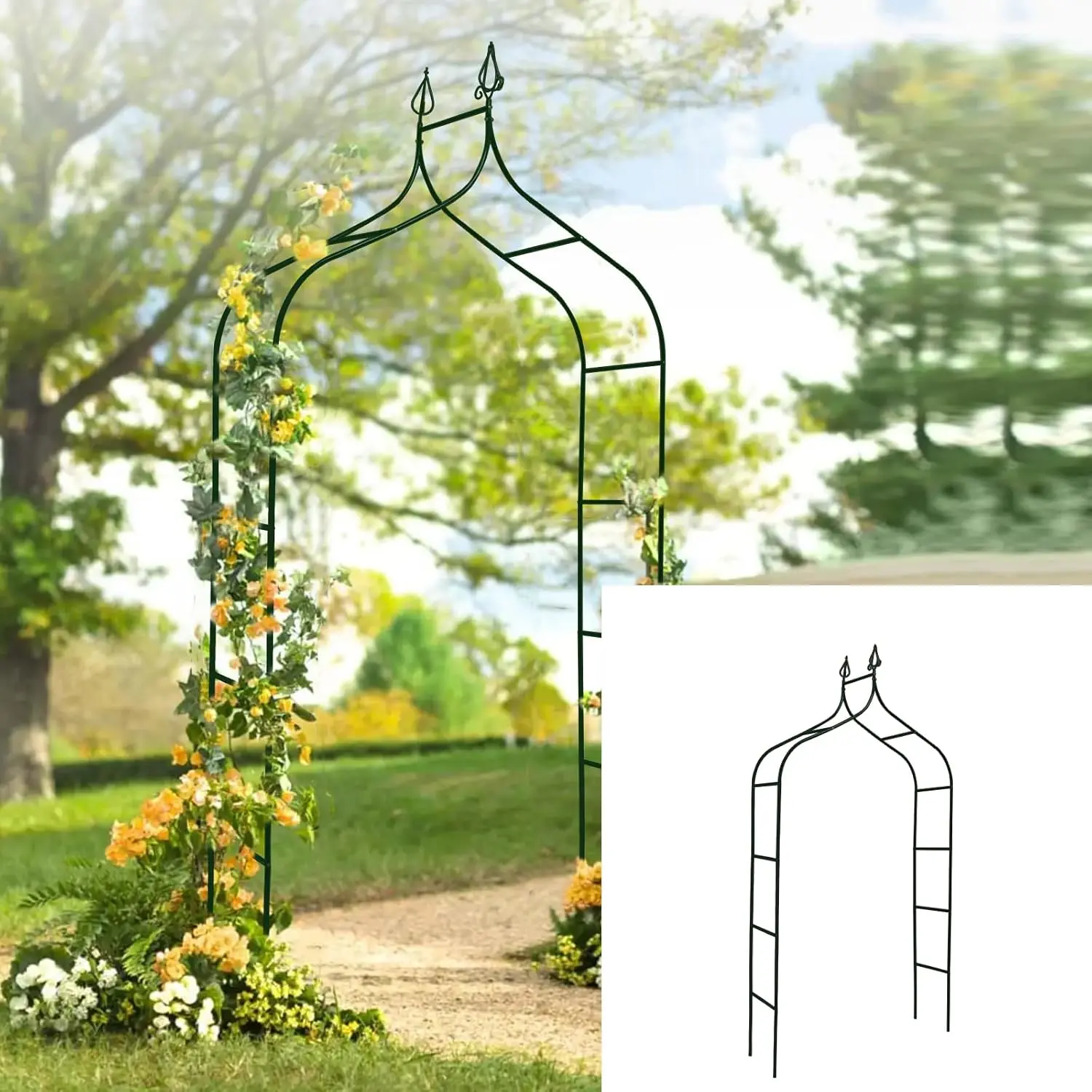 8.3 Ft H x 4.6 Ft W Metal Pergola Arbor for Various Climbing  Wedding Garden Arch Bridal Party Decoration Wide Arbor