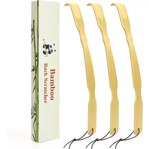 3 Pack Wooden Back Scratcher, 17 Inch Curved Long Handle Bamboo Back Scratchers Ideal Gifts for Adults Men Women, with Beautiful Gift Packaging