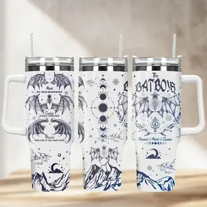 The Bat boyz 40oz Tumbler, AC0TAR Tumbler With Handle, Rhysand Cassian Azriel Tumbler, Fantasy Novel Mug, Moon & Bat Cup, Gift for Fan