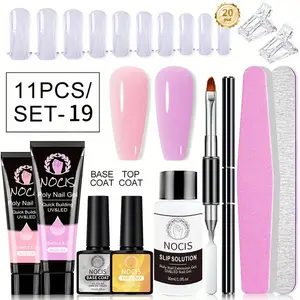 Nocis 2 Colors No Paper Tray Extension Gel Quick Nail Mold Gel with Shaping Tools Kit Polygel Nail Kit Nail Art Set