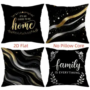 4pcs, Black Golden Luxury Style Home Theme Throw Pillow Covers, "IT'S SO GOOD TO BE home" Text Design, Suitable for Living Room Sofas, Bedroom and Other Spaces, Can Create a Luxurious and Warm Atmosphere, 2D Flat, Single Sided Printing, No Pillow Core