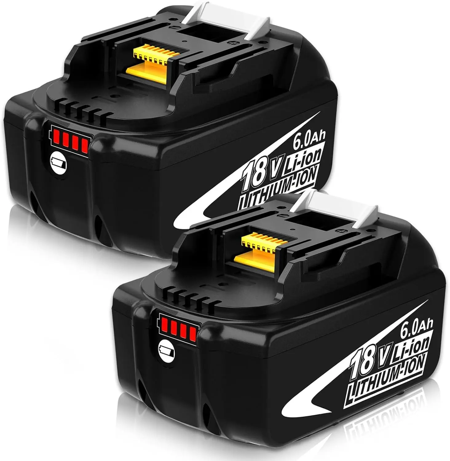 2Packs BL1860B 18 Volt 6.0Ah Replacement Battery Compatible with 18V Lithium ion Battery BL1860  with LED Indicator Cordless Power Tools (White)