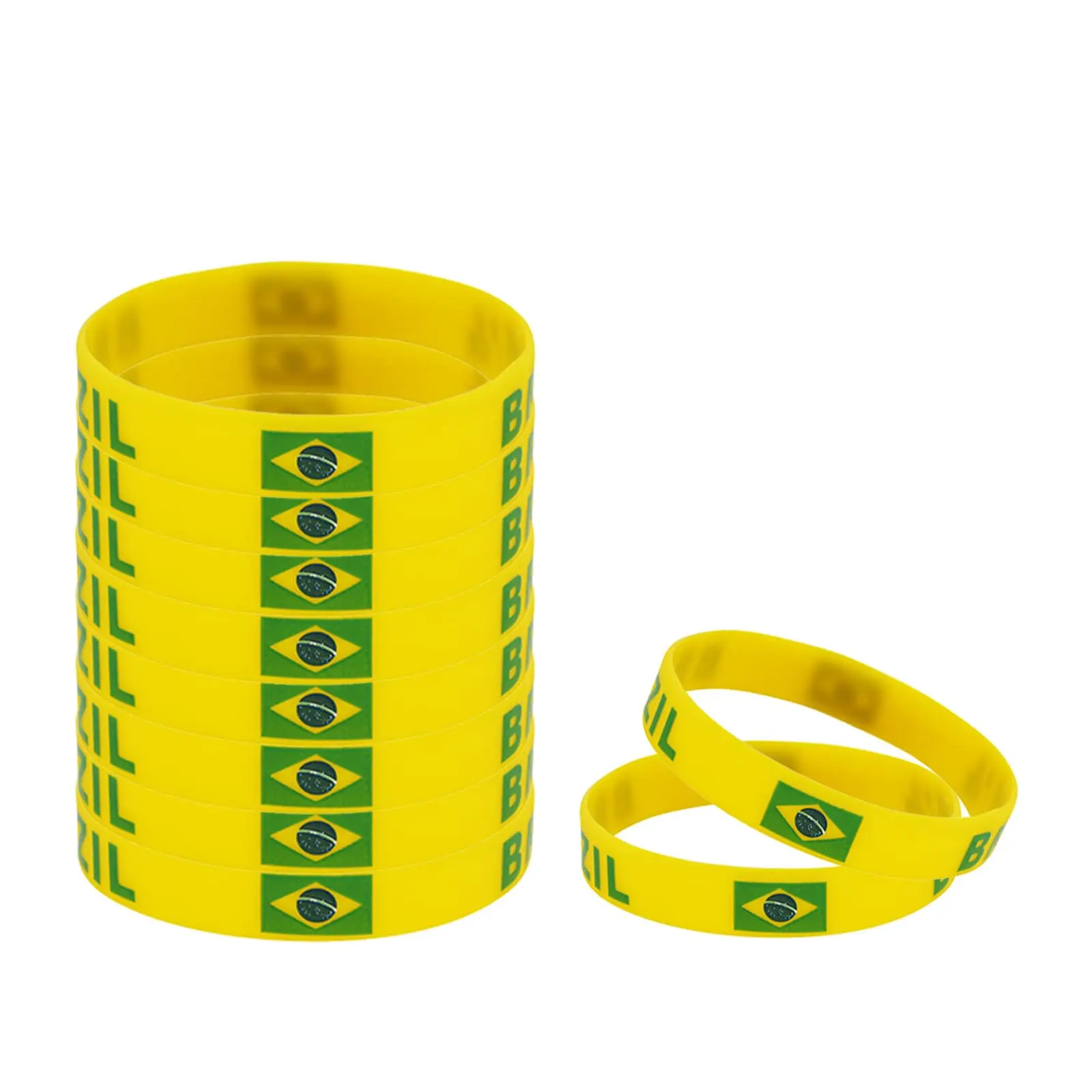 Silicone Brazil Flag Soccer Wristband, Festive & Party Accessories for Sports Fans, Team Decor Supplies