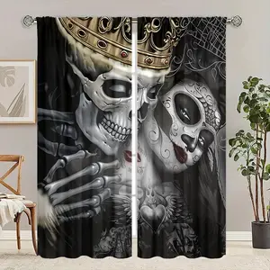 2 Piece Printed Curtains, Barn Door Pattern, Rod Pocket Design, Easy to Hang, Vibrant Semi-Transparent Privacy Curtains Home Decoration Curtain for Bedroom Living Room Kitchen Closet Study Home Decor