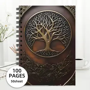Life Tree Theme Coil Notebook, Vintage Style with Powerful Aesthetic, Perfect for Note-Taking and Journaling, Unique Design Notebook