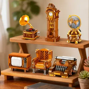 European Farmhouse Vintage Clock, Classic Retro Phonograph, Silent Non-Ticking, Ideal Living Room Decor, Birthday Gift for Girls, Home Decor