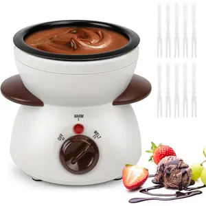 Mini Chocolate Melting Pot, Chocolate Fondue Fountain, 8.79OZ Warmer Machine for Milk Chocolate, Cheese, Butter, Candy (White)