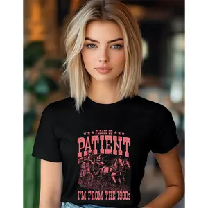 Please Be Patient With Me Vintage Vibe T-Shirt- Red Letters, Patient 1900s Retro Tee, Unisex Cotton Shirt, Historical Clothing, Wait History Lover Gift