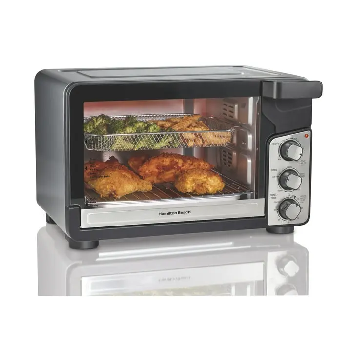 Hamilton Beach Easy View XL Air Fryer Toaster Oven with Sure-Crisp Air Fry technology, 6 Slice, 5-in-1 Countertop Oven, Black
