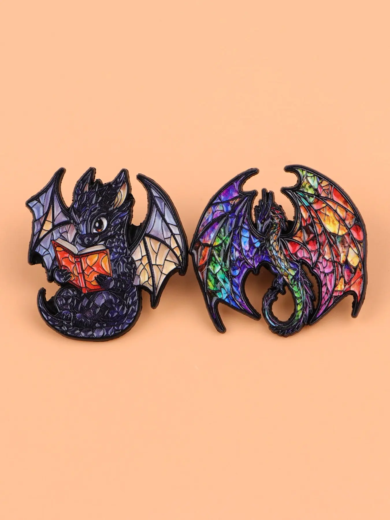 2pcs/set Vintage Colorful Dragon Brooch, Y2K Punk Style Fashion Accessories, Fashion Lapel Pin, Brooch Pin Clip, Alloy Brooch Pin, Trendy Pins for Women&Men,Cute Gifts for Her, Drop Set Pins