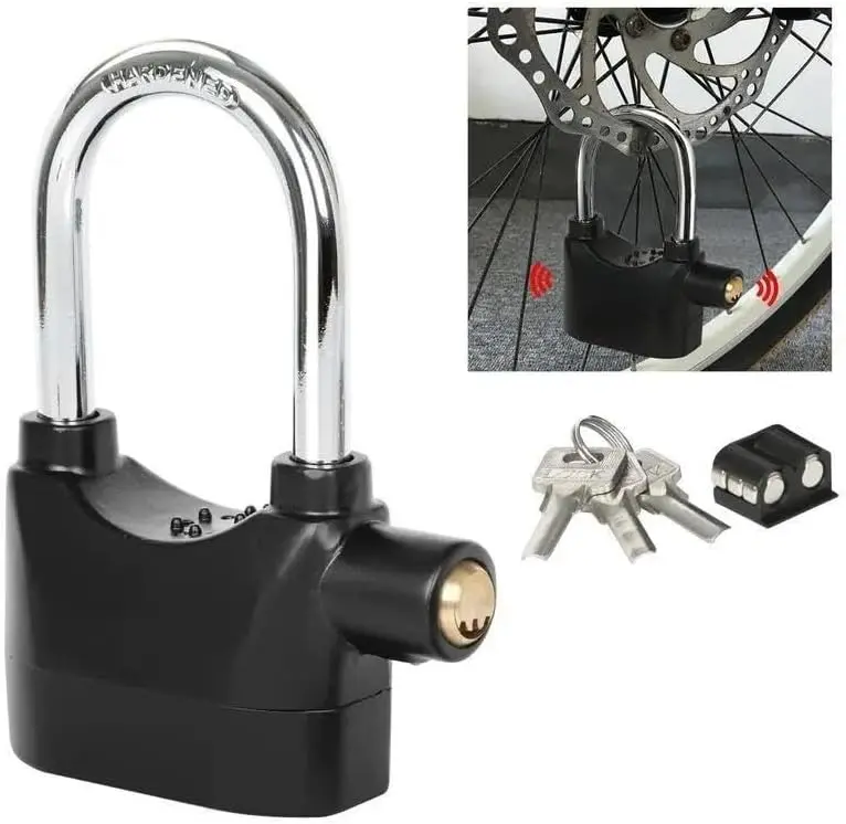 Anti-Theft Alarm Padlock with Lock Hasps, Aluminum Alloy Materia | 110dB Loud Siren, Heavy Duty Weatherproof Security Lock, Key/Combination Access, Vibration-Triggered Alarm