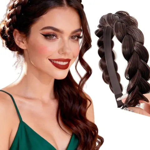 Non-Slip Plush Fishbone Weave Hairband, Elegant Braided Fake Hair Headband, Simple Anti-Slip Solid Color Hair Accessory for Parties, Anti Fall Hairband, Non Slip Headbands, Non Slip Hairbands