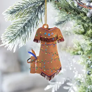 Dress Feather Headdress Native American - Unique Christmas Gift Decor Flat Acrylic Lightweight Ornament Cloth Room