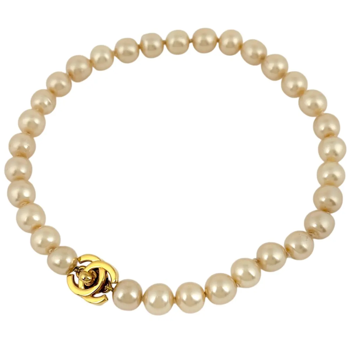 Pre-owned CHANEL Pearl Necklace Beaded White Choker 4000035390332